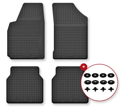 Image de Tapis de sol en caoutchouc pour Saab 9000 1984-1991 (berline) – 4 pièces, noirs, semi-universel, adapté