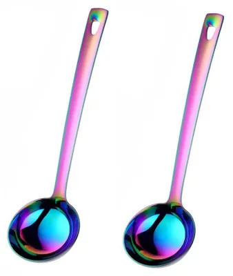 Image de Cuillère en acier inoxydable, 30 cm, avec motifs arc-en-ciel