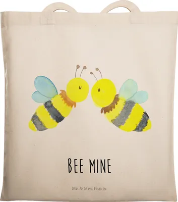 Produktbild von Mr. & Mrs. Panda Schultasche Biene Liebe - Transparent - Geschenk, Shopping Tasche, Jutebeutel, Tote Bag, Laptoptasche