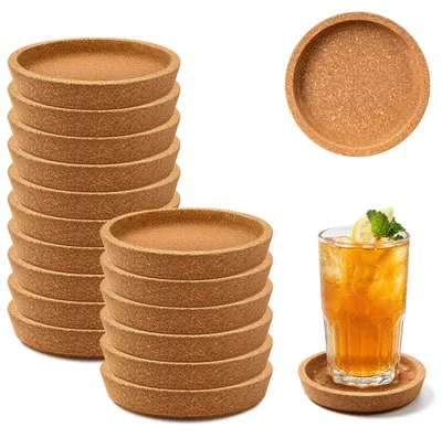 Produktbild von Famanu Untersetzer 16 Stück - Runde, hitzebeständige Korkuntersetzer, 10 cm Durchmesser