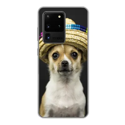 Produktbild von MuchoWow® Handyhülle Schutzhülle Hülle für Samsung Galaxy S20 Ultra Hund - Sombrero - Schwarz Silikon Softcase Handy Hülle - Karteninhaber