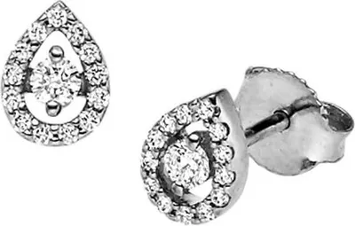 Produktbild von Paar Ohrstecker Tropfen 750 Gold Weißgold 28 Diamant-Brillanten 0,19 ct. TW-SI