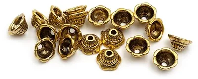 Produktbild von Vintageparts 20 Perlkappen vintage goldfarben antik, 8 mm