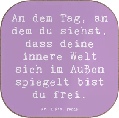 Produktbild von Mr. & Mrs. Panda Untersetzer für Gläser Spruch Selbstreflexion Freiheit - Lavendeltraum - Geschenk, Zitat, Motivation, Harmonie, Reise ins Ich, gläseruntersetzer, Coaster