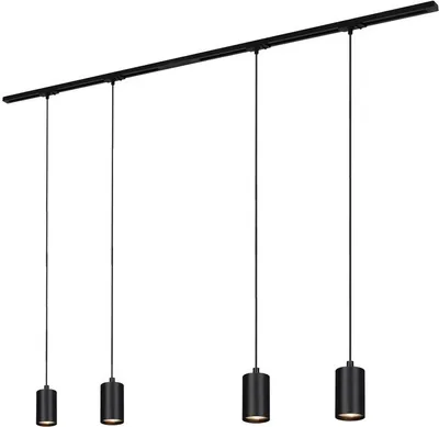 Immagine prodotto di Sistema a binario Briloner Rail, set completo, 4x pendenti GU10, alimentazione, nero, 1,5 m