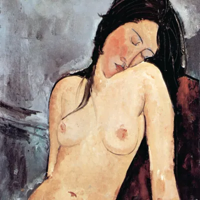 Obrázok produktu pre Amedeo Modigliani umelecký tlač obrazu - Sediaci akt, 1916 (100 x 100 cm)