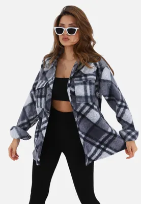 Produktbild von Damen Fleecejacke Hemdjacke Hemdbluse L Dunkelblau-Weiß (33)