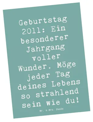 Produktbild von Mr. & Mrs. Panda Postkarte Spruch 2011 Geburtstag - Meeresbrise - Geschenk, Geburtstagsgeschenk, dein Leben, Happy Birthday, Ansichtskarten, Alter, spruchkarte, Grußkarte