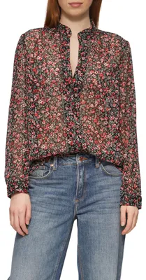 Produktbild von QS Leicht transparente Chiffonbluse mit All-Over-Print