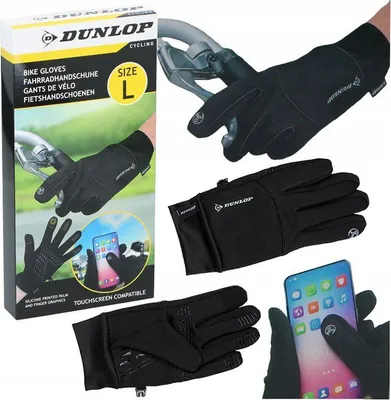 Zdjęcie produktu dla Rękawiczki rowerowe ocieplane DUNLOP dotykowe do telefonu rozmiar L