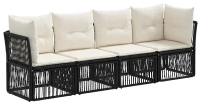Produktbild von vidaXL Gartensofa-set 4 pcs Schwarz Poly-Rattan