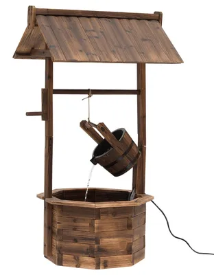 Produktbild von Gartenbrunnen, Zierbrunnen, Springbrunnen, Wasserfall, Regulierbar, Massivholz, Braun, 68 X 57 X 118 Cm