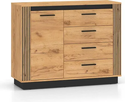 Immagine prodotto di FURNLUX Credenza Urso Rovere e Nero 115cm / Colore principale: Beige / Dimensioni: 115 x 90 x 40 cm