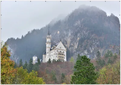 Produktbild von Wallario XXL Outdoor-Poster für Garten oder Balkon, Motiv Schloss Neuschwanstein in Bayern, in ca. 400 x 280 cm