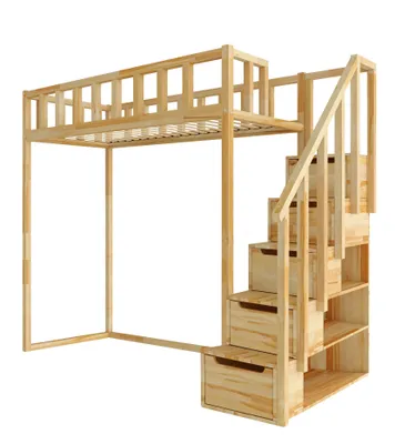 Produktbild von Hochbett mit Treppe, Höhe 150 cm – FILIP 180x80 cm