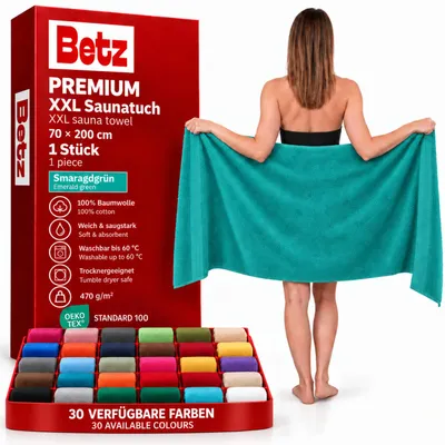 Produktbild von Betz Saunatuch 70 x 200 cm PREMIUM 100% Baumwolle Badetuch Liegetuch Strandtuch   Farbe: smaragdgrün