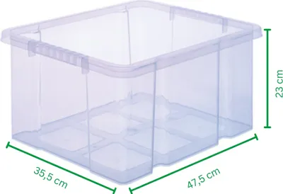 Produktbild von Novaliv 4x Aufbewahrungsboxen mit Deckel 27L transparente Nestbar stapelbare Storage boxes mit Clipverschluss Kunststoffbox BPA-frei 46,5x36,5x24 cm