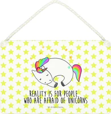 Produktbild von Mr. & Mrs. Panda Schild Einhorn Nacht DIN A4 - Weiß - Geschenk, Wandbild Holz, Deko, Wandschild, Traum, Freundin, Unicorn, Holzschild, Menschen, Einhörner, Türschild