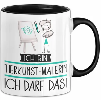 Produktbild von Geschenk für Tierkunst-Malerin Tasse Lustige Geschenkidee Geburtstag Ich Bin Tierkunst-Malerin Ich Darf Das (Schwarz)