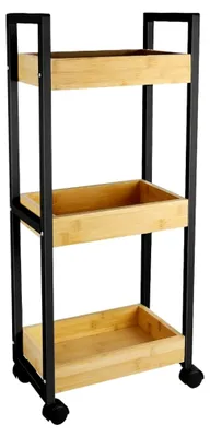 Produktbild von Aufbewahrungswagen mit Rollen, abschließbar, für Büro, Wohnzimmer, Küche, Kapazität 25 kg, 20 x 30 x 80 cm, Schwarz