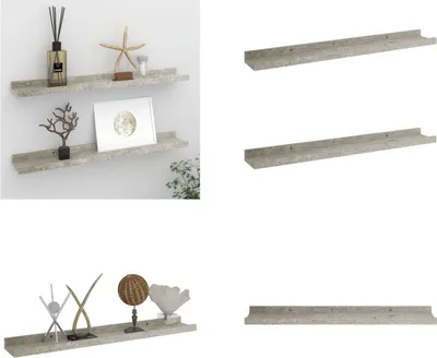 Produktbild von vidaXL Wandregale 2 Stk. Betongrau 60x9x3 cm - Wandregal - Wandregale - Wandablage - Wandablagen