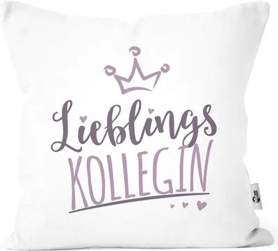 Produktbild von Kissenbezug Kissenhülle Schriftzug Lieblings Kollegin/Nachbarin mit Kronemotiv Geschenk Lieblingsperson Moonworks® Kollegin weiß unisize