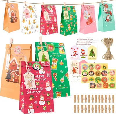 Produktbild von Adventskalender zum Befüllen Kinder 2024 mit Tüten und Aufklebern