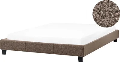 Obrázek produktu pro BELIANI Postel taupe buklé čalounění 160 x 200 cm rám postel s roštem bez čela minimalistický styl ložnice