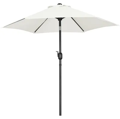 Produktbild von Sonnenschirm Ø 230 cm, Gartenschirm mit 6 Streben, neigbarer Marktschirm, Sonnenschirm mit Kurbelgriff, runder Sonnenschutz, cremefarben