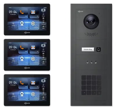 Produktbild von Goliath Premium IP GL-IPH127A.4 Video-Türsprechanlage, 1 Familie, 3× 7 Zoll Schwarz, Anthrazit, Unterputz