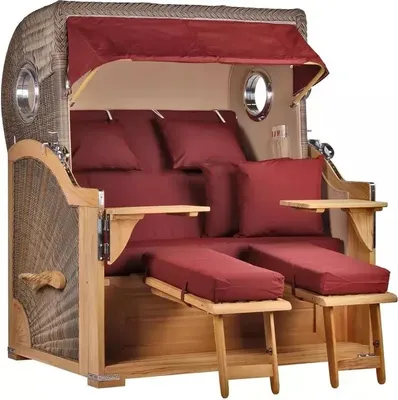 Produktbild von Strandkorb Westerland Teak Bullauge PE grey Dessin 550