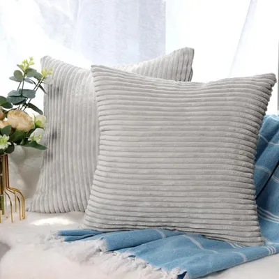 Zdjęcie produktu dla Zestaw 2 miękkich pokrowców na poduszki z tkaniny corduroy