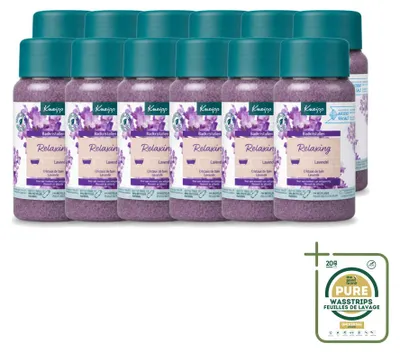 Zdjęcie produktu dla 12 opakowań soli do kąpieli Kneipp, relaksujący zapach lawendy - 600 g - zestaw ekonomiczny - 12 sztuk