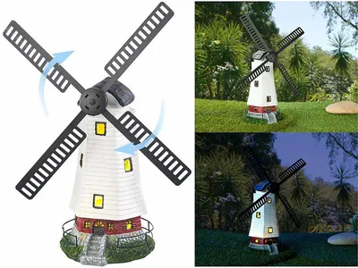 Image de Moulin décoratif solaire à LED - 32 cm