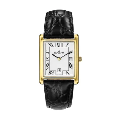 Obrázok produktu pre Uni náramkové hodinky DUGENA 4460726 Quadra Classica, quartz, biely ciferník, puzdro z nehrdzavejúcej ocele, tvrdené minerálne sklo, kožený remienok, spona, 3 bar