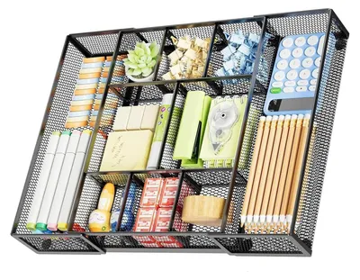 Schreibtisch-Organizer mit 10 Fächern, verstellbar, Schwarz