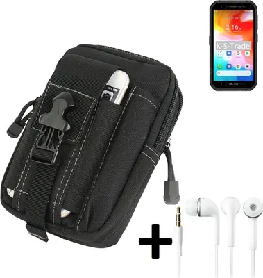 Produktbild von K-S-Trade Gürteltache + Kopfhörer kompatibel mit Ulefone Armor X7 Gürtel Tasche Holster Schutz Hülle Handy Hülle  schwarz inkl. Extrafächer