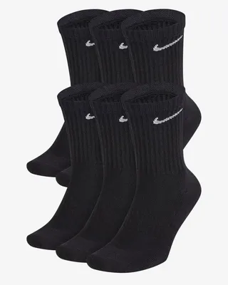 Produktbild von NIKE 6 Paar Socken I 2 X 3er Pack SX7664, Farbe: 6 X Schwarz I Größe:L = 42-46