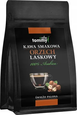 Produktbild von Aromatisierte Kaffeebohnen Haselnuss, frisch geröstet, 250 g, 100 % Arabica, Tommy