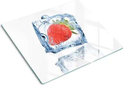 Produktbild von Glasplatte zum Schutz der Kochfläche – Abdeckung für die Kochplatte – Abdeckung für Induktionskochfelder – 60x52 cm – Einfache Reinigung – Gehärtetes Glas – Erdbeereis