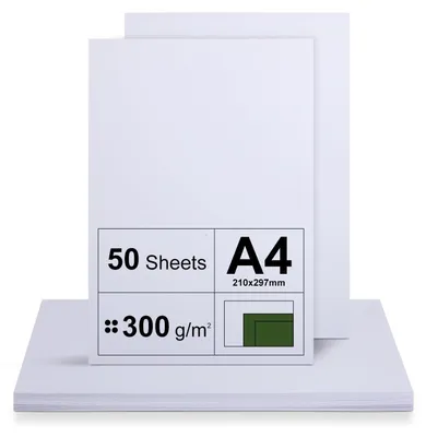 Productafbeelding van Cartonnen papier A4, 300 g/m², 50 vellen, wit, onbedrukt