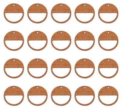 Image de Supports pour boucles d'oreilles en macramé - 20 pièces en bois de noyer - Fabrication de bijoux - Forme demi-cercle et cercle avec un trou de 2 mm