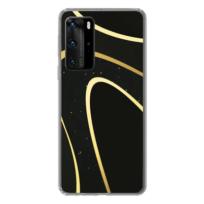 Produktbild von MuchoWow® Handyhülle Schutzhülle Hülle für Huawei P40 Pro Goldene Wellen auf schwarzem Hintergrund Silikon Softcase Handy Hülle - Schutz