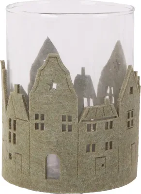 Produktbild von Windlicht Weihnachten Glas Ø 9 x 13 cm transparent grün