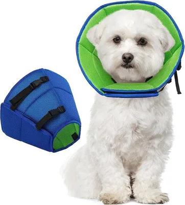 Imagen del producto de Cuello protector Unyqoos® para perros y gatos: cuello ajustable, suave, transpirable, ideal para la recuperación postoperatoria, plegable, disponible en tallas S/M/L/XL (circunferencia del cuello de 24 a 55 cm)