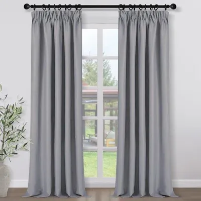 Produktbild von Famanu Verdunkelungsgardinen lichtundurchlässig mit Ösen - hellgrau, 260 x 140 cm (H x B), Set von 2