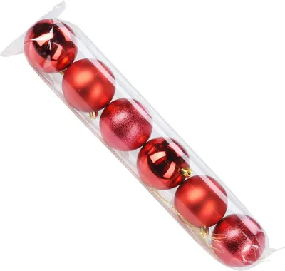 Zdjęcie produktu dla Bombki choinkowe nietłukące czerwone 7 cm 6 szt.