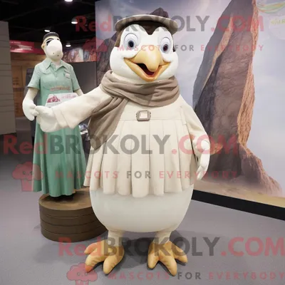Produktbild von Beiges REDBROKOLY Pinguin-Maskottchenkostüm mit Rock und Uhren