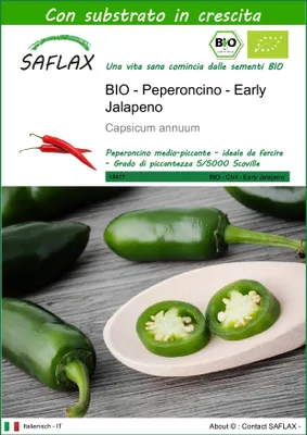 Immagine prodotto di SAFLAX  -- Peperoncino - Early Jalapeno - 20 semi - Con substrato - Capsicum