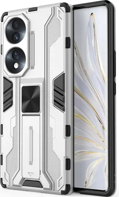Produktbild von Honor 70 Hülle, Dual Layer PC TPU Bumper Stoßfest Ständer Schutzhülle für Honor 70 Silber